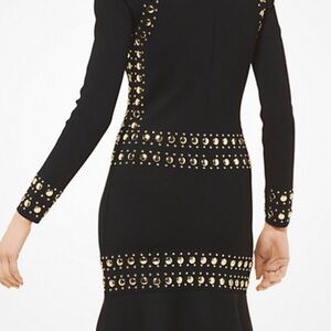 New Michael Kors Elegant Black Dress with Gold Accents